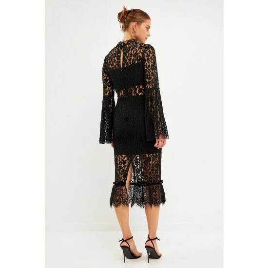 Endless Rose Cut Out Lace Midi Dress Dresses Black - Image 4