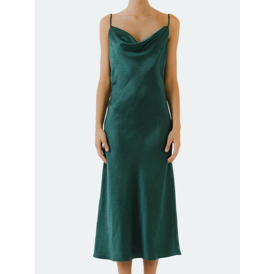 Endless Rose Satin Midi Dress Dresses Black - Image 5