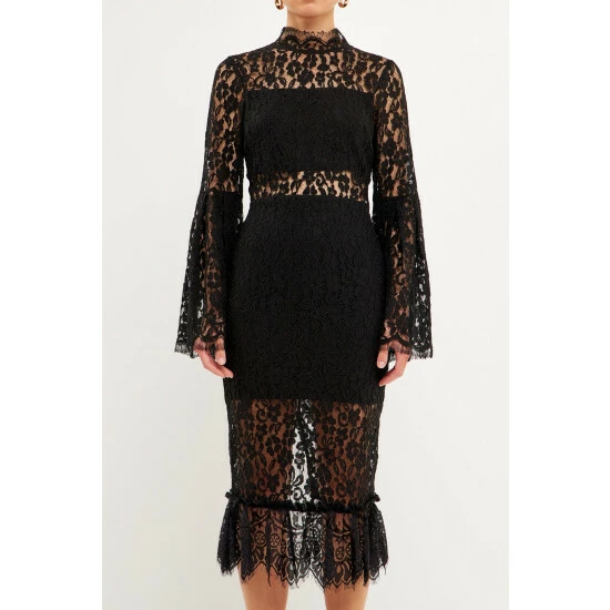Endless Rose Cut Out Lace Midi Dress Dresses Black - Image 5