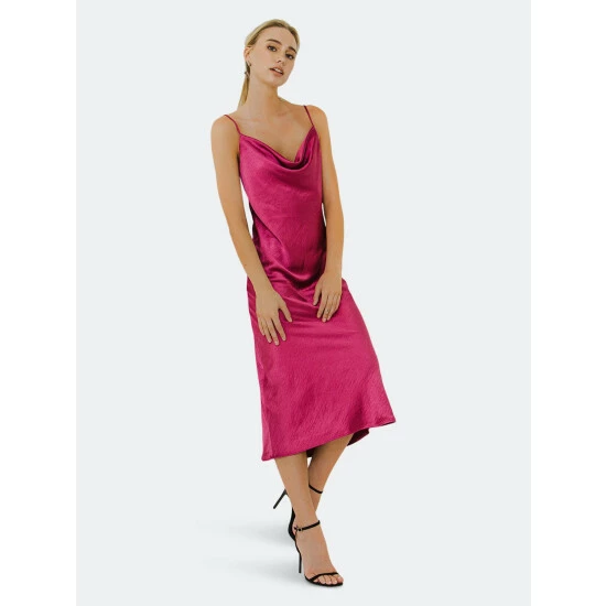 Endless Rose Satin Midi Dress Dresses Black - Image 8