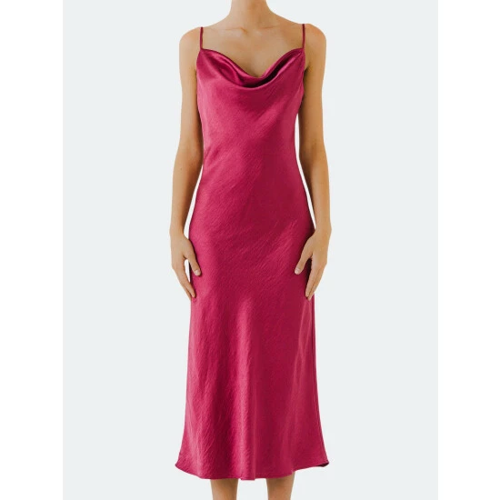 Endless Rose Satin Midi Dress Dresses Black - Image 9