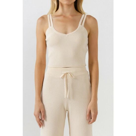 Endless Rose Knitted Crop Top Tops Cream - Image 2