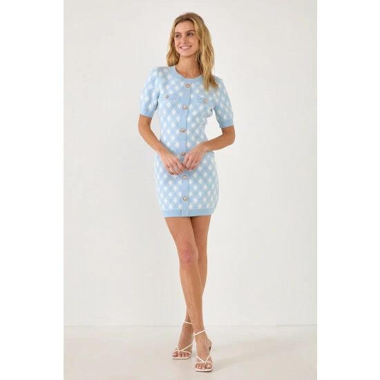 Endless Rose Short Sleeve Gingham Dress Dresses Pink - Image 7