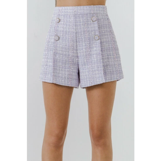 Endless Rose High Waist Tweed Shorts Lilac - Image 7