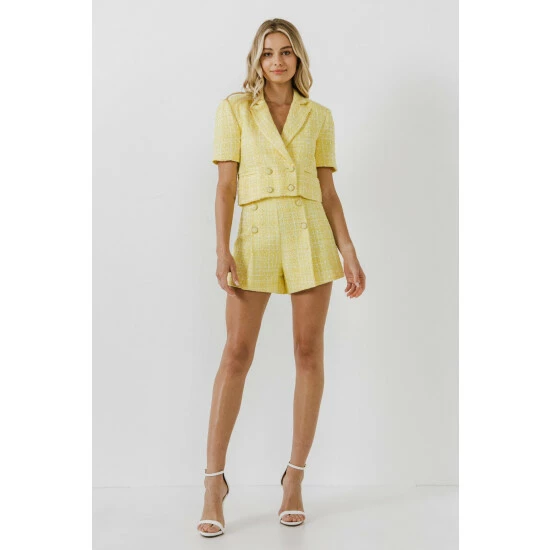 Endless Rose High Waist Tweed Shorts Lilac - Image 8