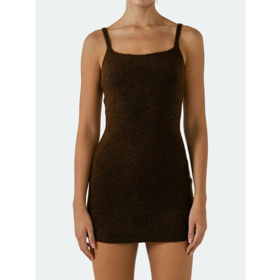 Endless Rose Knit Mini Dress Dresses Brown - Image 3