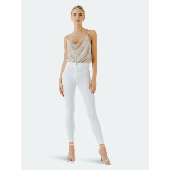 Endless Rose Sequins Cowl Neck Top Tops Pink - Image 3