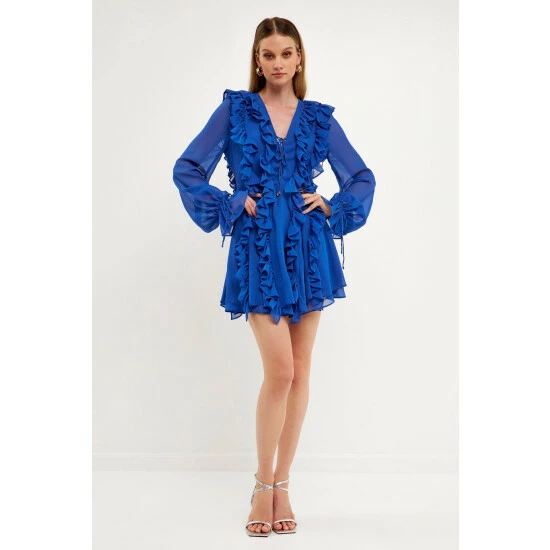 Endless Rose Chiffon Ruffle Mini Dress Dresses Royal Blue - Image 6