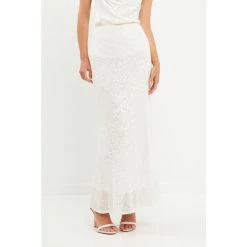 Endless Rose Sequins Midi Skirt Skirts White