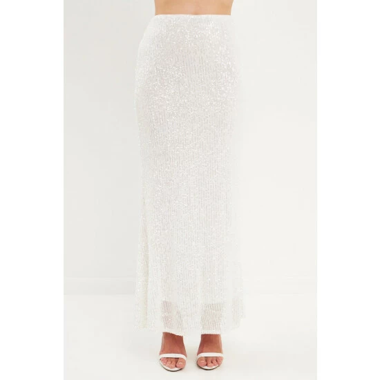 Endless Rose Sequins Midi Skirt Skirts White - Image 5