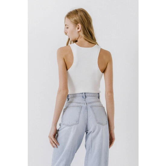 Endless Rose Racerback Knit Tank Tops White - Image 3