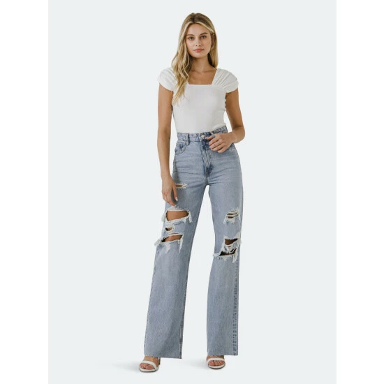 Endless Rose Accent Shoulder Knit Crop Top Tops White - Image 3