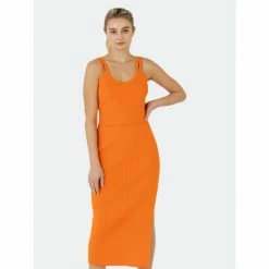 Endless Rose Double Shoulder Strap Cropped Knit Cami Top Tops Orange