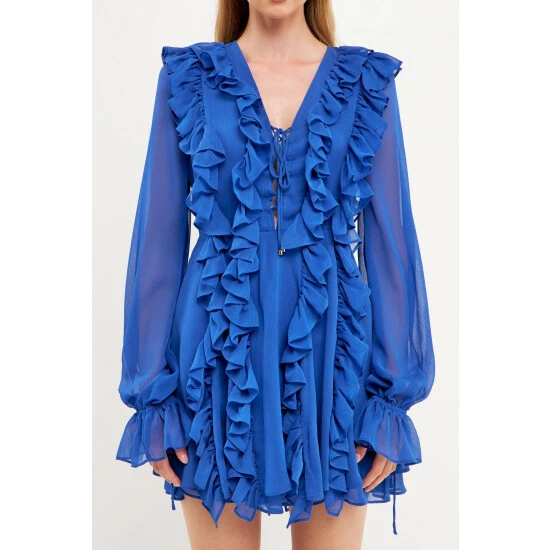 Endless Rose Chiffon Ruffle Mini Dress Dresses Royal Blue - Image 9
