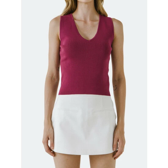 Endless Rose Sleeveless V-neck Top Tops Black - Image 3