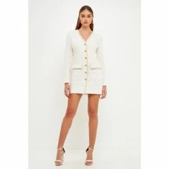 Endless Rose Trim Detail Tweed Dress Dresses Black