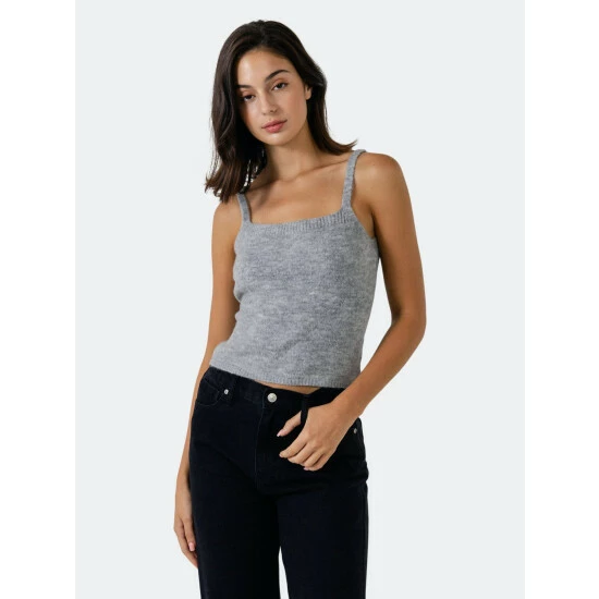 Endless Rose Knit Tank Top Tops Heather Grey