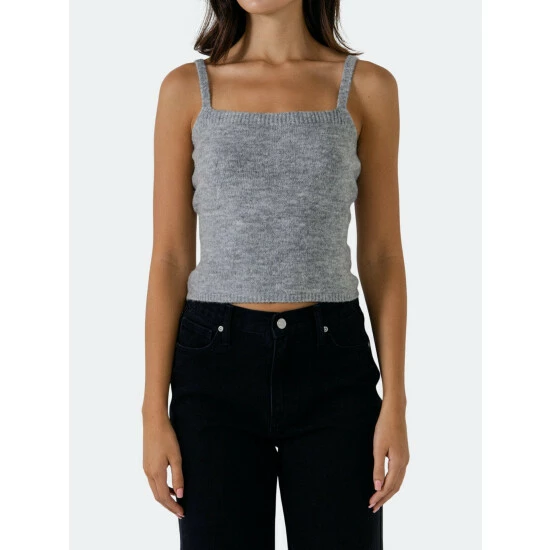 Endless Rose Knit Tank Top Tops Heather Grey - Image 3