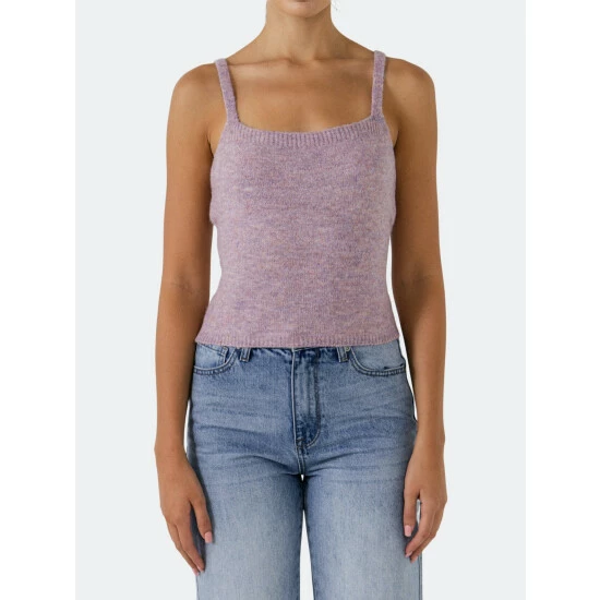 Endless Rose Knit Tank Top Tops Heather Grey - Image 7