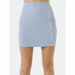 Endless Rose Ribbed Mini Skirt Skirts Powder Blue