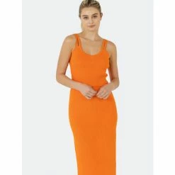 Endless Rose Side Slit Sweater Midi Skirt Skirts Orange