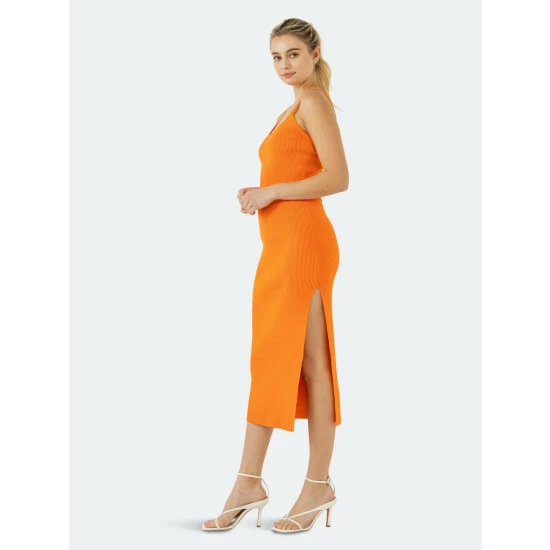 Endless Rose Side Slit Sweater Midi Skirt Skirts Orange - Image 3