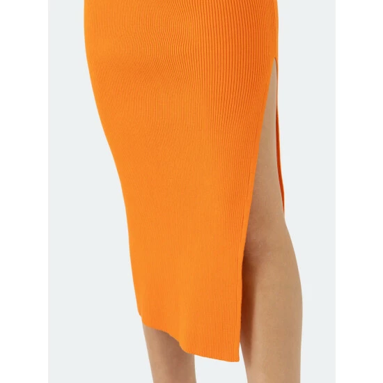 Endless Rose Side Slit Sweater Midi Skirt Skirts Orange - Image 5