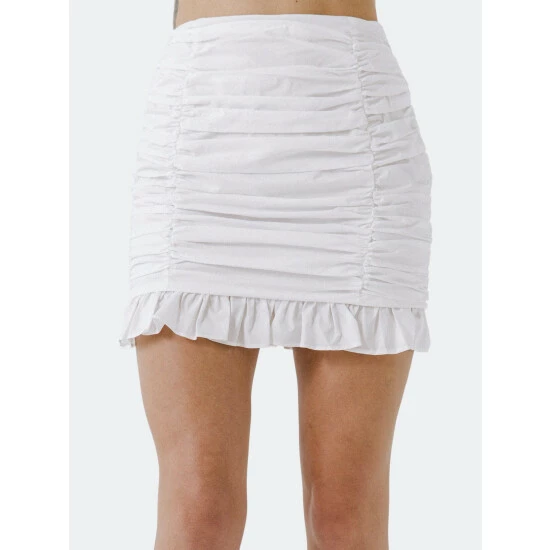 Endless Rose All Over Ruched Mini Skirt Skirts White - Image 3