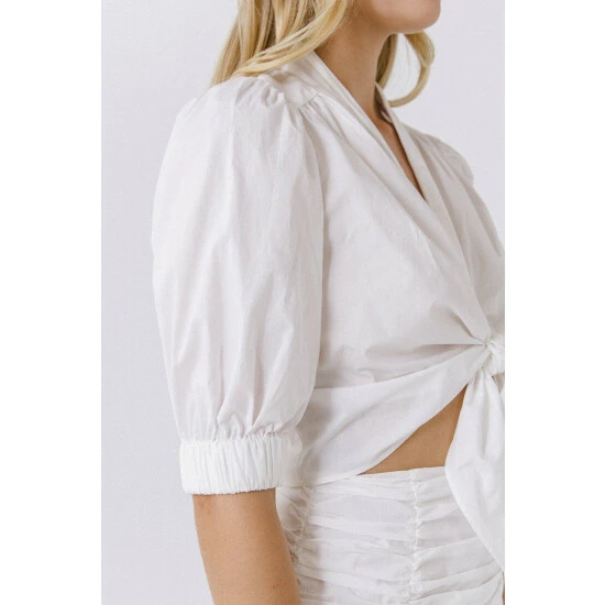 Endless Rose Tied Front Cropped Top Tops Burgundy - Image 8