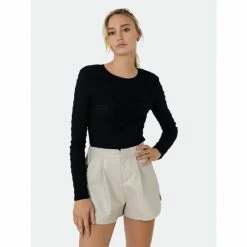 Endless Rose Texture Fitted Top Tops Black