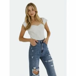 Endless Rose Square Neckline Sweater Sweatshirts & Sweaters Black