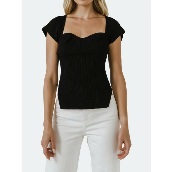 Endless Rose Square Neckline Sweater Sweatshirts & Sweaters Black - Image 5