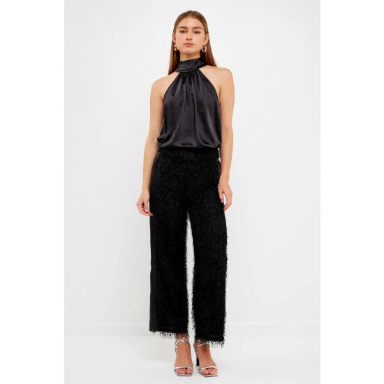 Endless Rose Satin Top Tops Black