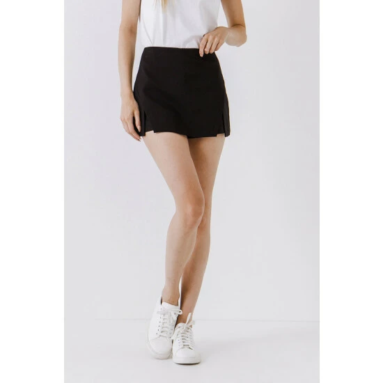 Endless Rose Cut Out Mini Skort Bottoms Black - Image 2