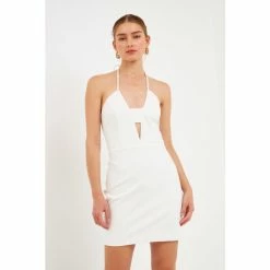 Endless Rose Halter Neck Cut Out Mini Dress Dresses White