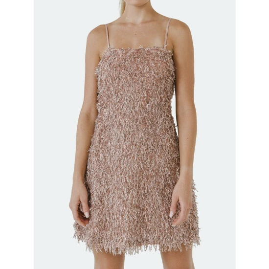 Endless Rose Fringed Flare Mini Dress Dresses Pink - Image 5