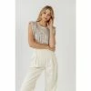 Endless Rose Sequin Shoulder Pad Top Tops Ivory