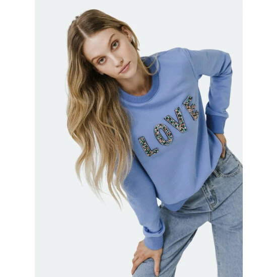 Endless Rose Beaded Love Sweatshirt Sweatshirts & Sweaters Black
