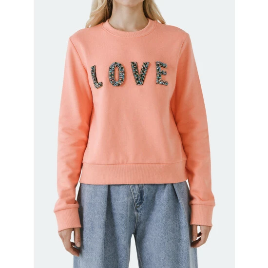 Endless Rose Beaded Love Sweatshirt Sweatshirts & Sweaters Black - Image 5
