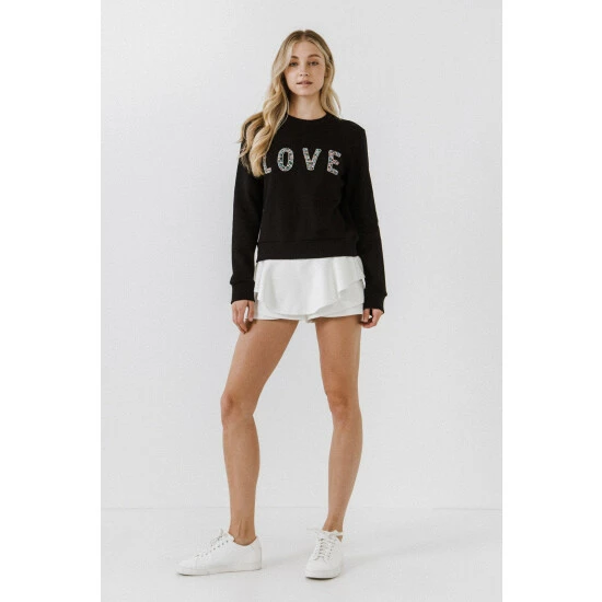 Endless Rose Beaded Love Sweatshirt Sweatshirts & Sweaters Black - Image 10