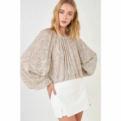 Endless Rose Sequins Blouson Top Tops Black