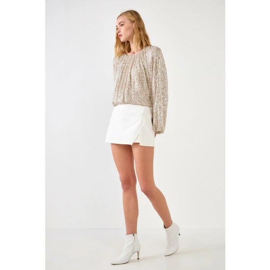 Endless Rose Sequins Blouson Top Tops Black - Image 3