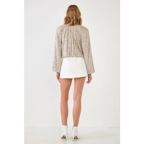 Endless Rose Sequins Blouson Top Tops Black - Image 4