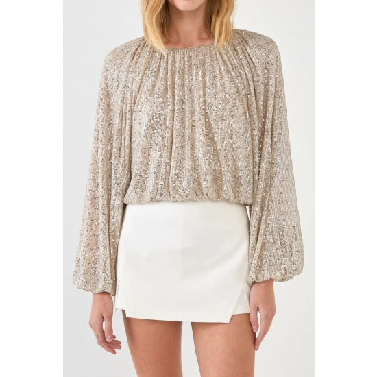 Endless Rose Sequins Blouson Top Tops Black - Image 5