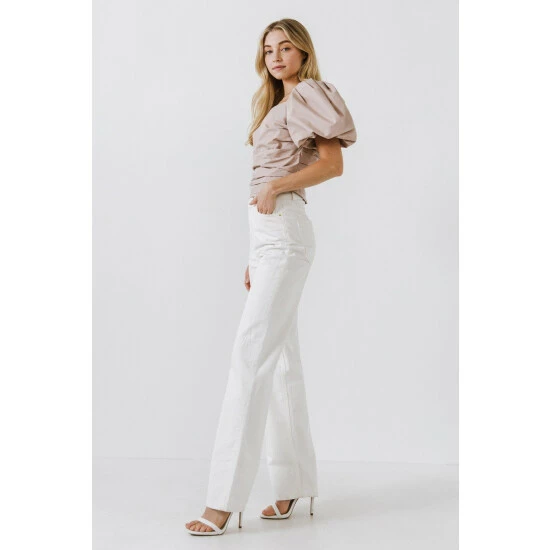 Endless Rose Pleated Puff Sleeve Top - Dusty Pink Tops - Image 4