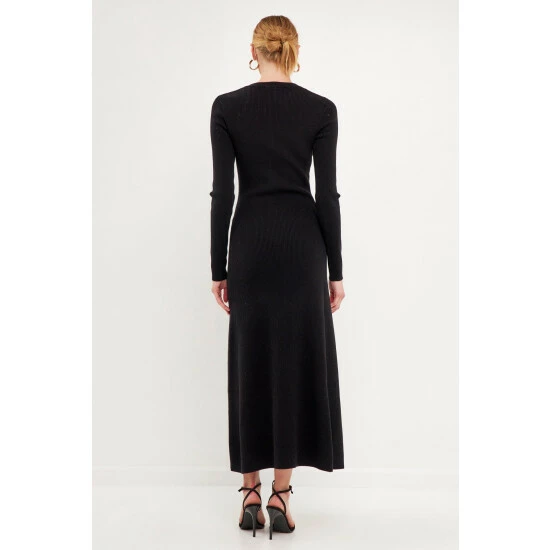 Endless Rose Gold Color Button Fitted Knit Dress Dresses White - Image 5