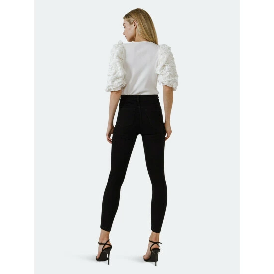 Endless Rose Mixed Media Contrast Sleeve Top Tops Black - Image 4