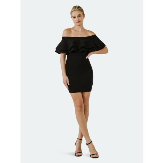 Endless Rose Off Shoulder Mini Dress Dresses Black - Image 4