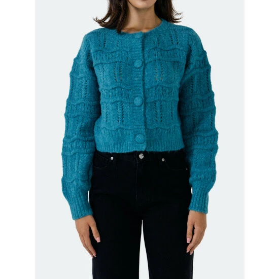 Endless Rose Chunky Knit Cardigan Sweatshirts & Sweaters Yellow - Image 2