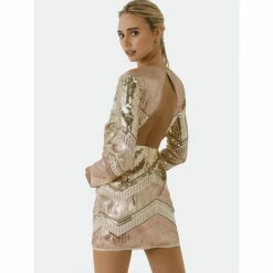 Endless Rose Multi Sequins Back Cut-out Mini Dress Dresses Pink Multi